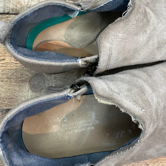 TOMS Deia Leather Ankle Boot Tan Suede Booties Size 11 - Picture 9 of 12